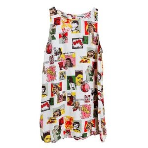 Reformation women's comic print mini linen Dress Sleeveless Pop Art Print Size 8